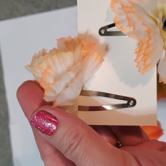 Handmade Hair Flower barrettes ballet yellow orange new - Picture 3 of 5